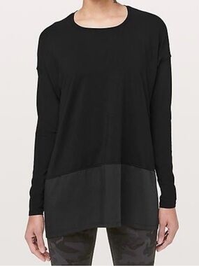 lululemon athletica Women Black Long Sleeve Relaxed Pullover Stretch Size 4